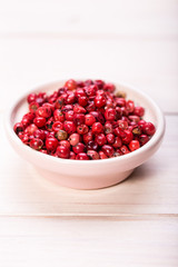 Red pepper, peppercorns in bowl. hot spices 