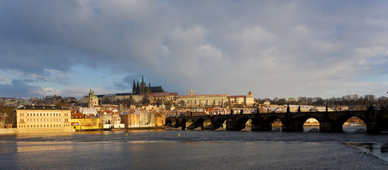 Fototapeta na wymiar Prague Castle with Charles Bridge, Prague, Czech Republic