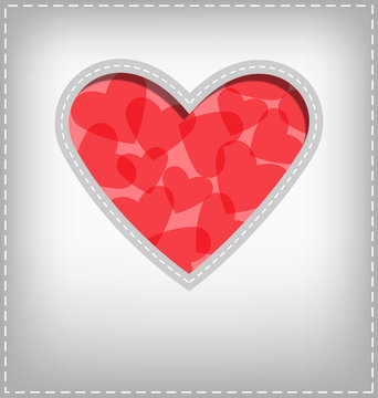 Heart cutout in gray card