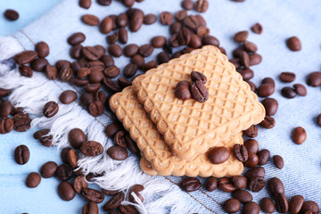Shortbread cookies with spilled coffee beans
