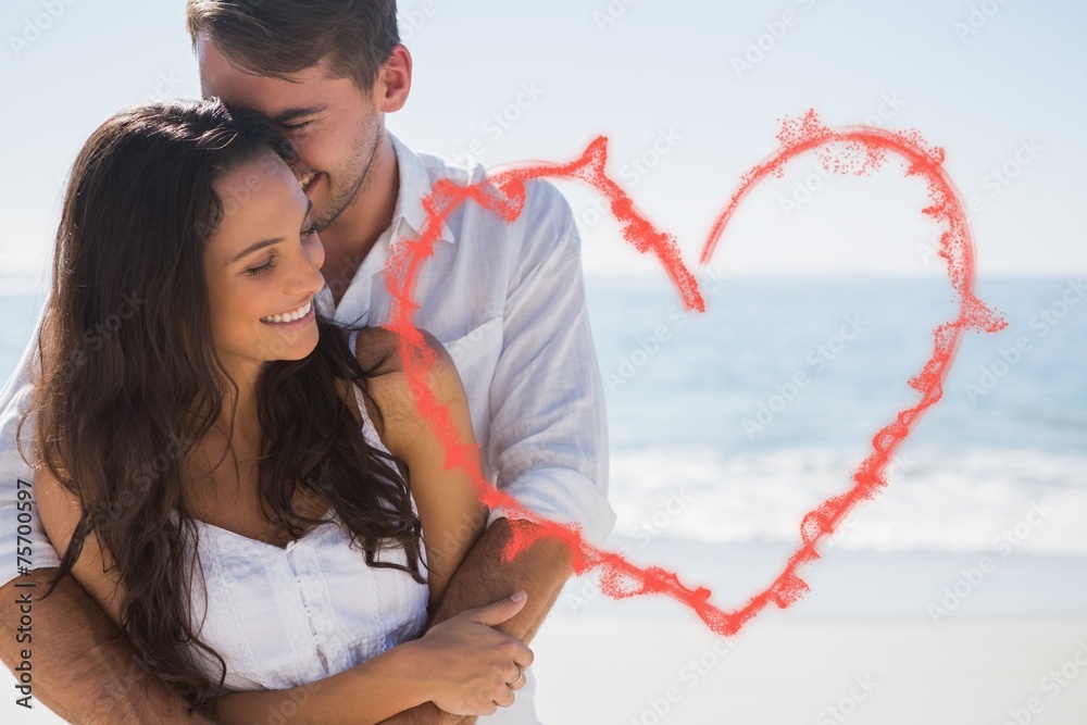 Poster composite image of attractive couple cuddling