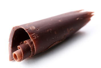 Chocolate curls isolated on white