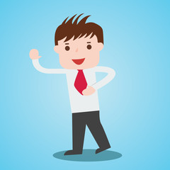 Obraz premium Businessman cartoon fun waving hello