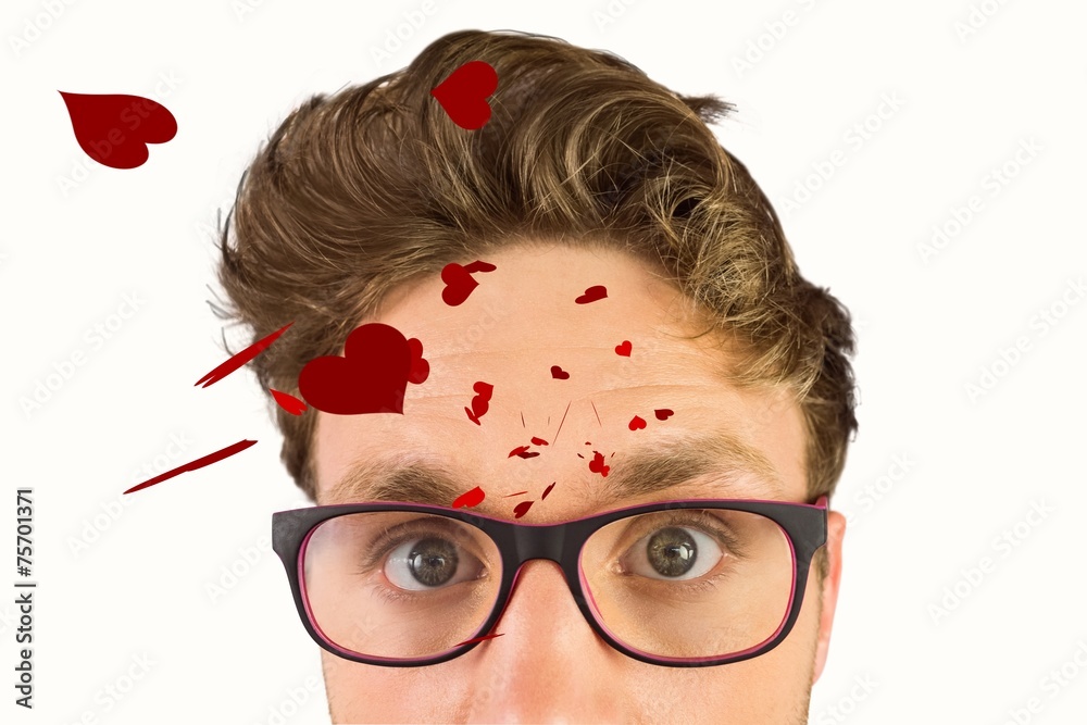 Poster Composite image of geeky businessman looking at camera