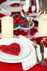 Table setting of Valentines Day