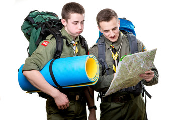 Fototapeta premium Scouts in studio
