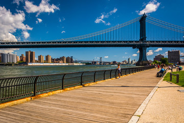 The Manhattan Bridge, seen from Brooklyn, New York.