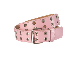 Pink women's belt with holes isolated