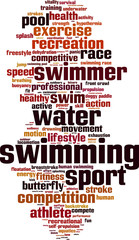 Obraz premium Swimming word cloud concept. Vector illustration