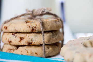 close view on stack of cookies