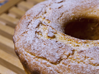 Homemade pound cake in kitchen