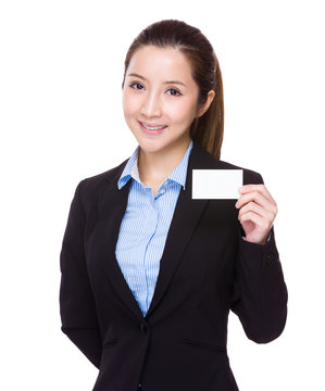 Businesswoman hold with business card