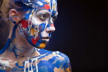 crazy color face art women portrait