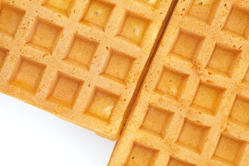 Delicious sweet waffle isolated on a white background