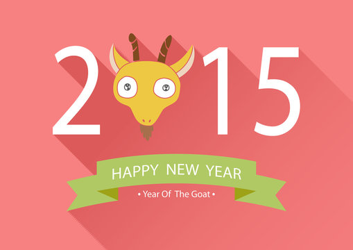 2015 New year background with Goat - flat design
