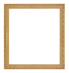 The antique gold frame on the white background