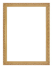 The antique gold frame on the white background