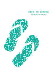 Vector white on green alphabet letters flip flops silhouettes