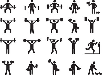 Pictogram people with weights illustrated on white