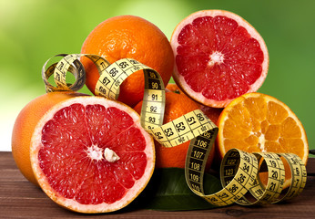 fresh oranges with tape, healthy diet