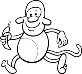 monkey with banana coloring page