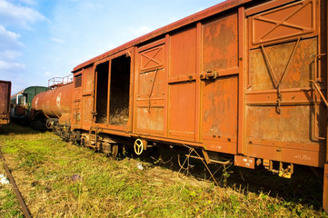 Fototapeta na wymiar Old railway wagons