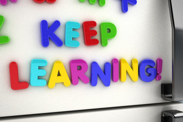 Keep learning magnets on refrigerator door