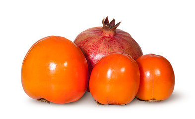 Three Persimmon And One Pomegranate Fruit