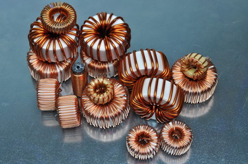Electric coils on metal background