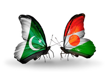 Two butterflies with flags Pakistan and Niger