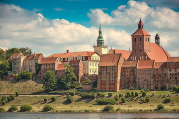 Obraz premium View of Grudziadz town,on the Vistula river. Poland