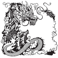 chinese dragon black white