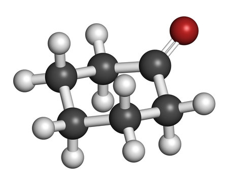 Cyclohexanone organic solvent molecule. Precursor of nylon.