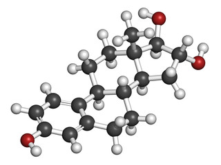 Estriol (oestriol) human estrogen hormone molecule. 