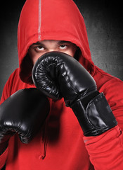 boxer in black gloves