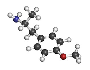 p-methoxyamphetamine (PMA) hallucinogenic drug molecule. 
