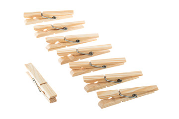 Wooden clothespins with shift