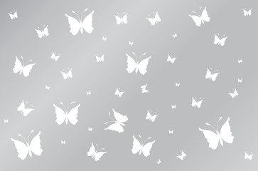 Yellow-rose butterflies on grey wallpaper gradient