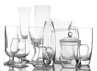 Different glassware isolated on white