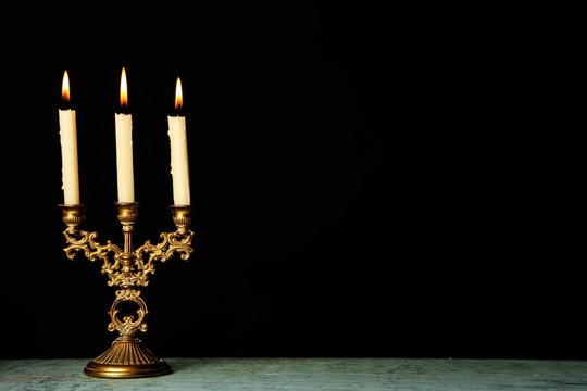Retro candlestick with candles