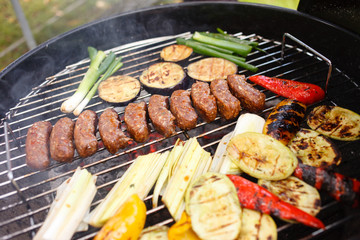 grilled kebab and vegetables