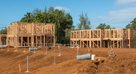 construction site and timber houses