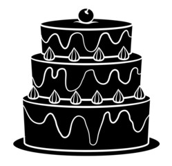 Black Silhoutte of Birthday Cake