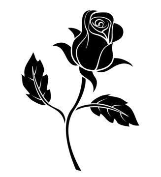 Naklejki Black Silhoutte of Rose Vector Illustration