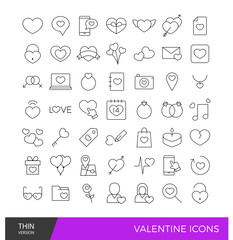 Valentine thin line icons