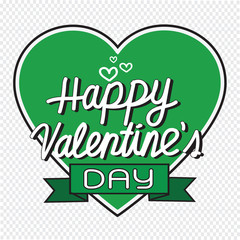 Happy Valentine's Day lettering Greeting Card with heart , vecto