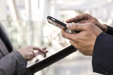 People who are communicating by e-terminal