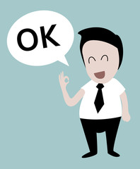 smiling businessman showing sign of ok