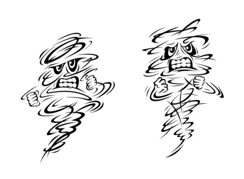 Angry tornado and hurricane characters