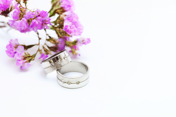 wedding ring on white background